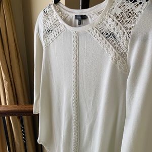 Dynamite white top with crochet detail